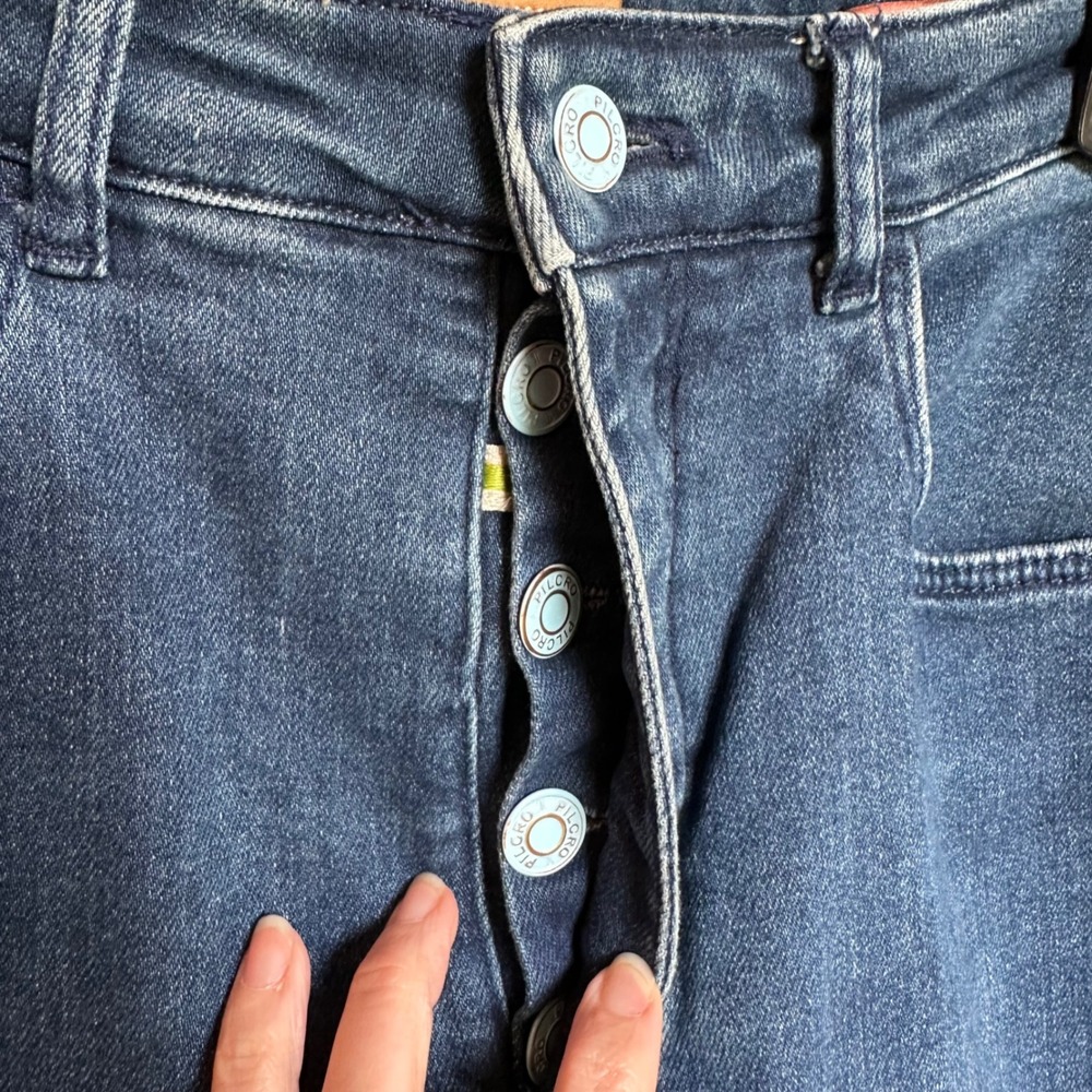 Pilcro Anthro Flare Jeans Women 30 Blue High Rise Button Fly Stretch Boho Retro - Picture 11 of 12